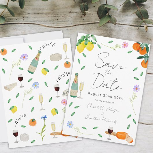Botanische Citrus Summer Boho Wedding Save The Date