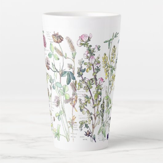 Botanische Clover Wildblume Blume Latte Tasse (Vorderseite)