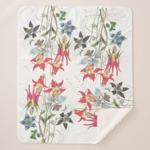 Botanische Columbine-Blumen Sherpa Decke Sherpadecke