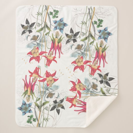 Botanische Columbine-Blumen Sherpa Decke Sherpadecke (Vorderseite)