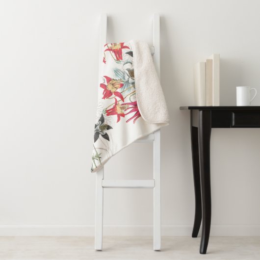 Botanische Columbine-Blumen Sherpa Decke Sherpadecke (Beispiel)