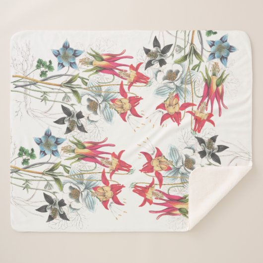 Botanische Columbine-Blumen Sherpa Decke Sherpadecke (Vorderseite (Horizontal))