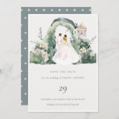 Botanische Couple-Floral Arch-Save the Date Dankeskarte (Vorne/Hinten)