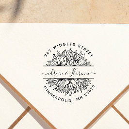 Botanische Couple Rücksendeadresse Elegante Hochze Gummistempel