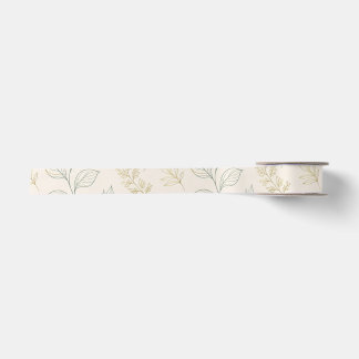 Botanische Creme & Blatt Natur Satinband
