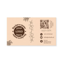 Botanische Creme- und Braune Elegante Visitenkarte