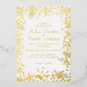 Botanische Daffodils Daisy Peony Blume Hochzeit Folieneinladung (Vorderseite)