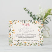 Botanische Daffodils Daisy Peony Blume Hochzeit Menükarte (Stehend Vorderseite)