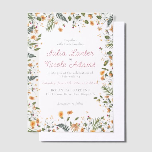 Botanische Daffodils Daisy Peony Blume Hochzeit Pergament Einladungen (Versetzt)