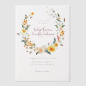 Botanische Daffodils Daisy Peony Blume Hochzeit Pergament Einladungen (Vorderseite)