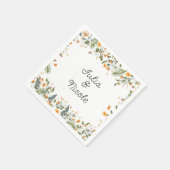 Botanische Daffodils Daisy Peony Blume Hochzeit Serviette (Ecke)