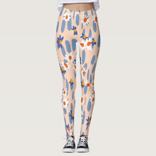 Botanische Daisies: Vintages nahtloses Muster. Leggings (Vorderseite)