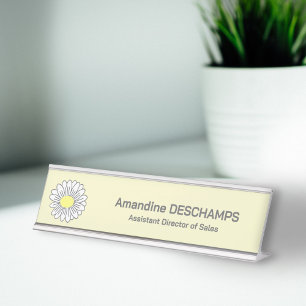 Botanische Daisy-Blume gelb Schreibtischnamensplakette