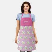 Botanische Daisy-Blume Muster Rosa Schürze (Getragen)
