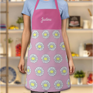 Botanische Daisy-Blume Muster Rosa Schürze