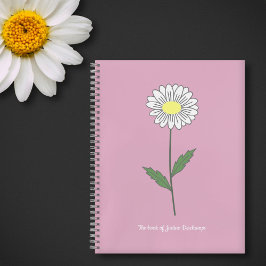 Botanische Daisy Blume Pink-Notebook Notizblock
