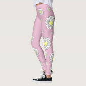Botanische Daisy-Blume Rosa Leggings (Links)