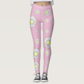 Botanische Daisy-Blume Rosa Leggings (Vorderseite)