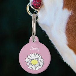 Botanische Daisy Blume Rosa Pet Tag Haustiermarke