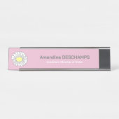 Botanische Daisy-Blume Rosa Schreibtischnamensplakette (Vorderseite )