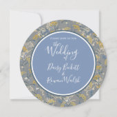 Botanische Daisy Floral Yellow & Navy Blue Wedding Einladung (Vorderseite)