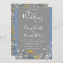 Botanische Daisy Floral Yellow & Navy Blue Wedding