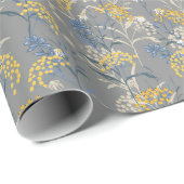 Botanische Daisy Floral Yellow & Navy Blue Wedding Geschenkpapier (Rolleneckpunkt)