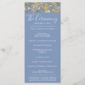 Botanische Daisy Floral Yellow & Navy Blue Wedding Programm (Vorderseite)