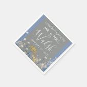 Botanische Daisy Floral Yellow & Navy Blue Wedding Serviette (Ecke)