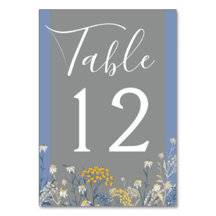 Botanische Daisy Floral Yellow & Navy Blue Wedding Tischnummer