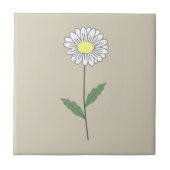 Botanische Daisy Pastel Blume Brown Fliese (Vorderseite)