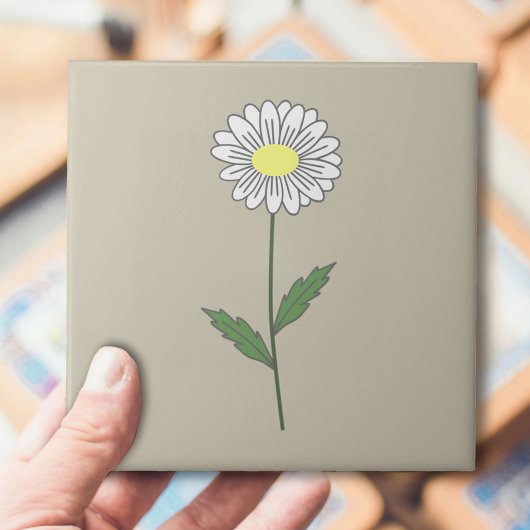 Botanische Daisy Pastel Blume Brown Fliese