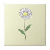 Botanische Daisy Pastel Blume Gelb Fliese (Vorderseite)