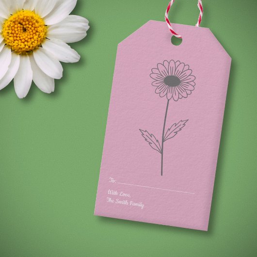 Botanische Daisy Pastel Blume Pink Geschenkanhänger