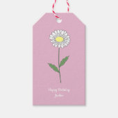 Botanische Daisy Pastel Blume Pink Geschenkanhänger (Vorderseite)