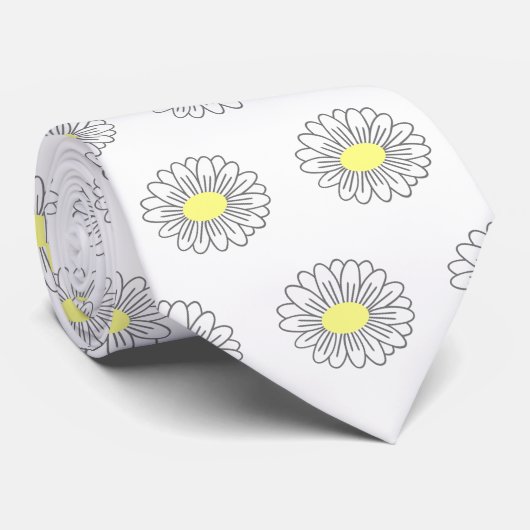 Botanische Daisy Pastel Blume Weiß Krawatte (Gerollt)