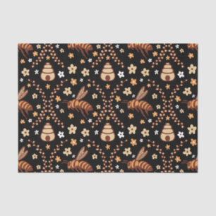 Botanische Dark Cotattcore Bees & Beehives Seidenpapier