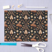 Botanische Dark Cotattcore Bees & Beehives Seidenpapier (Handwerk)