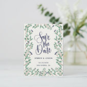 Botanische Darstellung der Marine und Gold Save th Postkarte (Stehend Vorderseite)