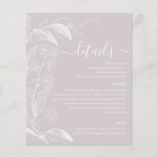 Botanische Daten-Umschließungskarte für die Rose D (Vorderseite)