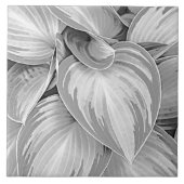 Botanische Dekorative Blätter mit grauem Muster Fliese (Vorderseite)