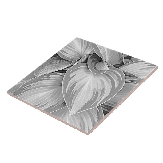 Botanische Dekorative Blätter mit grauem Muster Fliese (Seite)