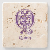 Botanische Dekorative Hauptstadt Q Steinuntersetzer (Vorderseite)