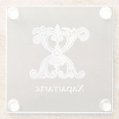 Botanische Dekorative mittelalterliche Hauptstadt  Glasuntersetzer (Rückseite)