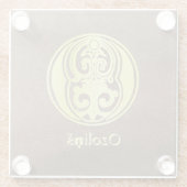 Botanische Dekorative mittelalterliche Hauptstadt  Glasuntersetzer (Rückseite)