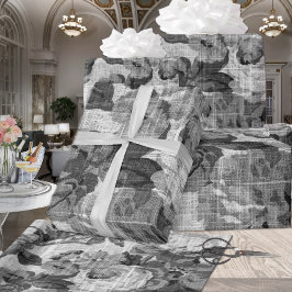 Botanische Dekoupage aus Schwarz und Weiß Geschenkpapier