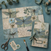 Botanische Dekoupage der Vintagen Libellen Seidenpapier