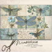 Botanische Dekoupage der Vintagen Libellen Seidenpapier