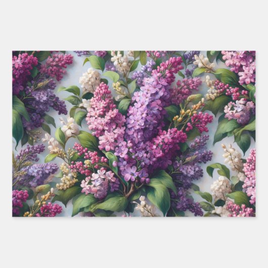 Botanische Dekoupage der Wasserfarbe Lilac-Blume Geschenkpapier Set (Vorderseite 2)