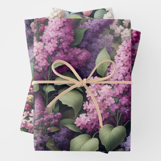 Botanische Dekoupage der Wasserfarbe Lilac-Blume Geschenkpapier Set (Beispiel)